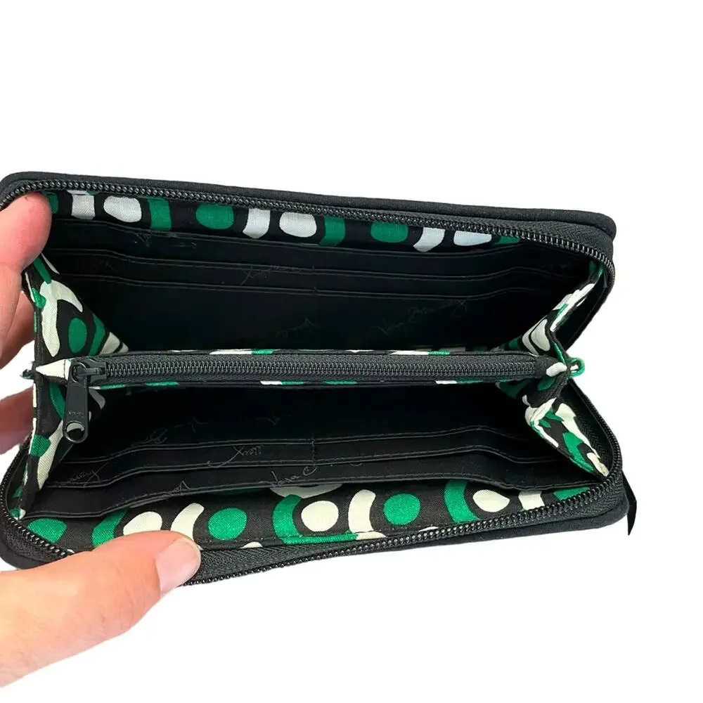 Vera Bradley Georgia Imperial Rose Wallet RFID 21206-D18 Black/Cream/Emerald GUC - Picture 4 of 10